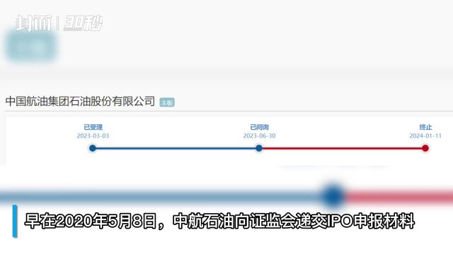 30秒|上交所终止中航石油发行上市审核