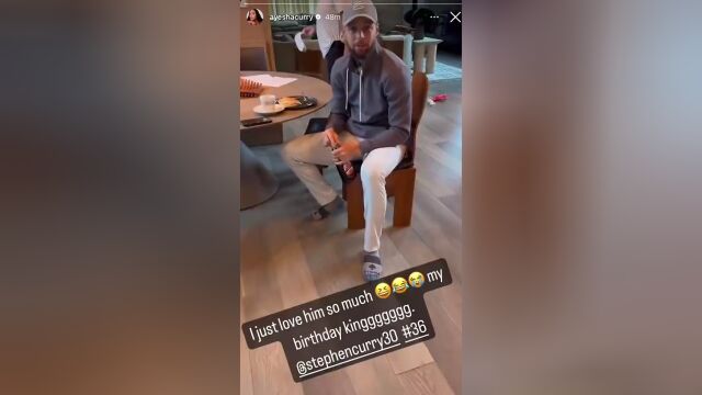 装傻充愣是吧阿耶莎祝贺生日库里装傻画面外小卡农复读机