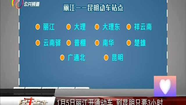 1月5日丽江开通动车 到昆明只要3小时