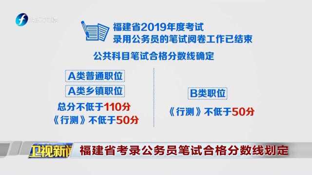 福建省考录公务员笔试合格分数线划定