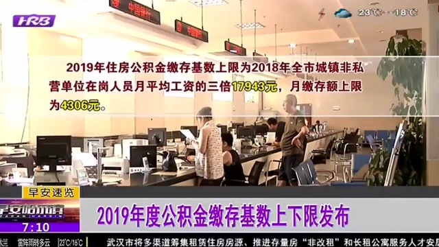 2019年度公积金缴存基数上下限发布