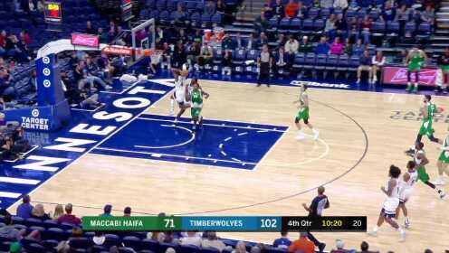 《NBA全场集锦》【原声】马卡比101-131森林狼 首发一节打卡森林狼四人得分上双