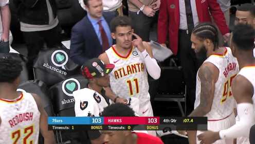 《NBA全场集锦》【得分】欣赏下这一极限操作！特雷杨故意二罚不进科林斯妙手补篮打平比分