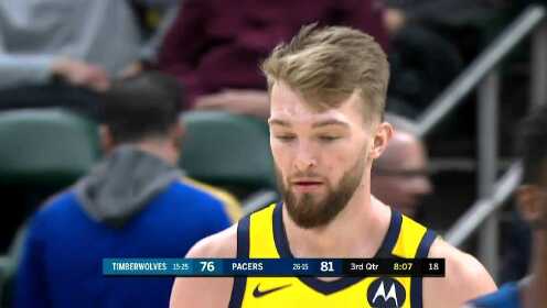 《NBA全场回放》【原声回放】森林狼vs步行者第3节 特纳飞身重扣