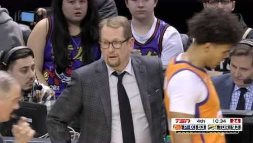 《NBA全场回放》【原声回放】太阳vs猛龙第4节 西亚卡姆面对面传阿奴诺比暴扣挂筐