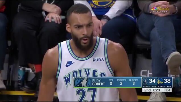 NBA常规赛：森林狼vs勇士第2节英文原声回放