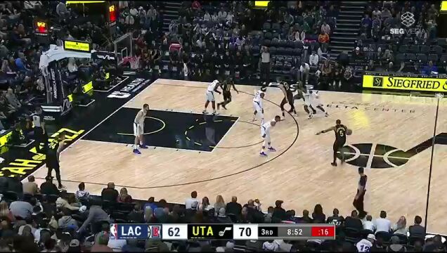 NBA常规赛：快船vs爵士第3节中文解说回放