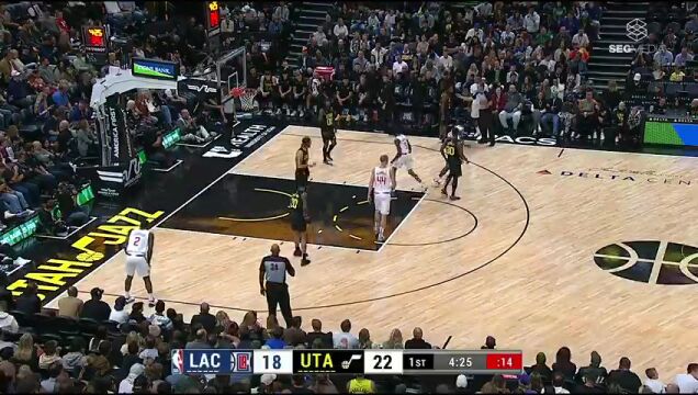 NBA常规赛：快船vs爵士第1节原声解说回放