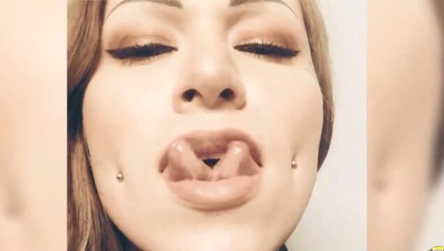 舌头分叉的真正蛇女小心吓到你