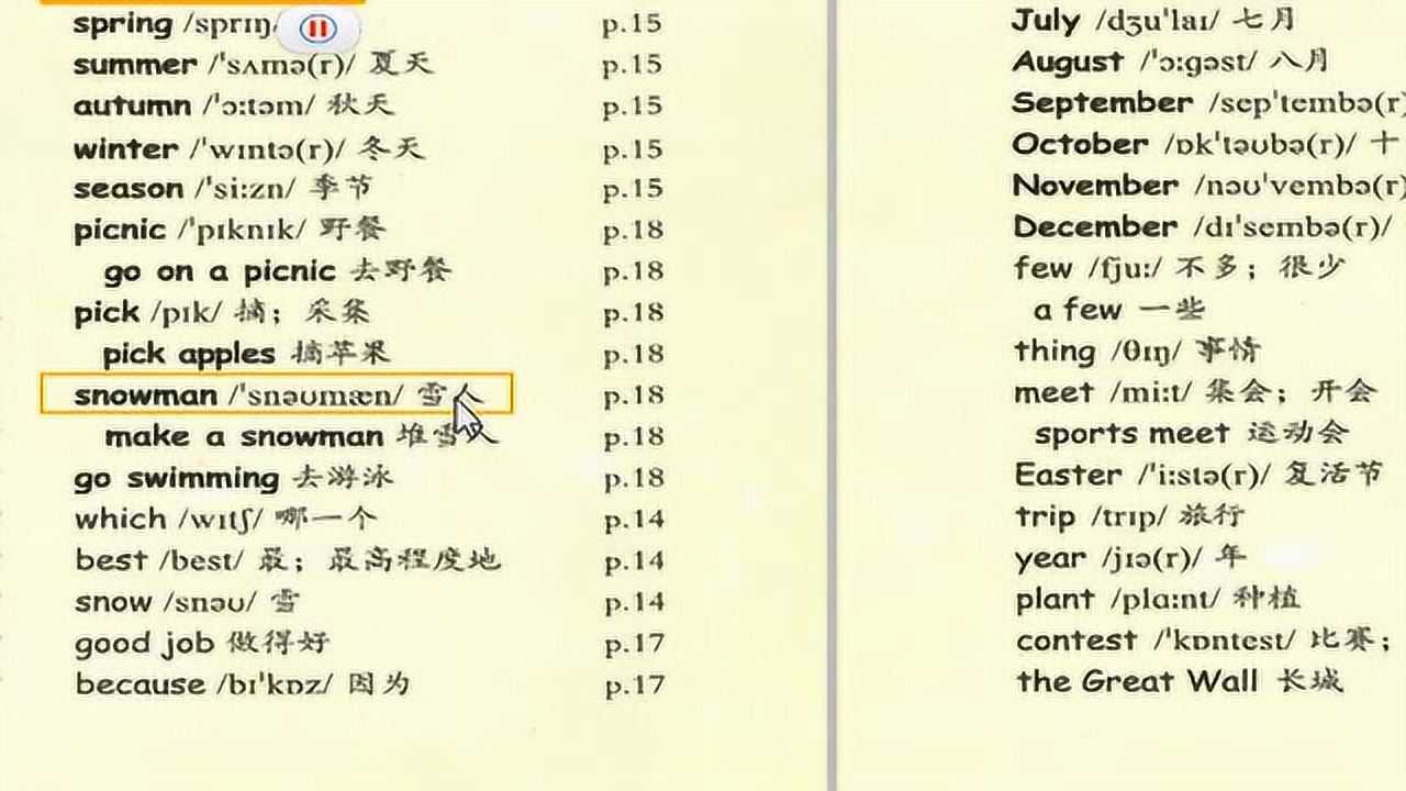 五年级英语下册第一、二单元单词朗读_高清