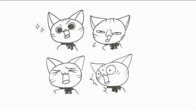 简笔画:表情夸张调皮的猫咪