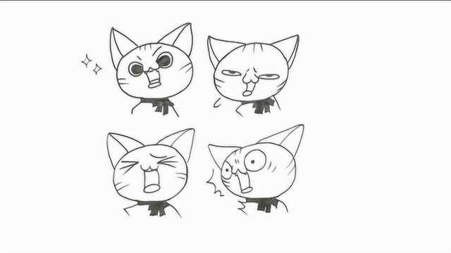 简笔画:表情夸张调皮的猫咪