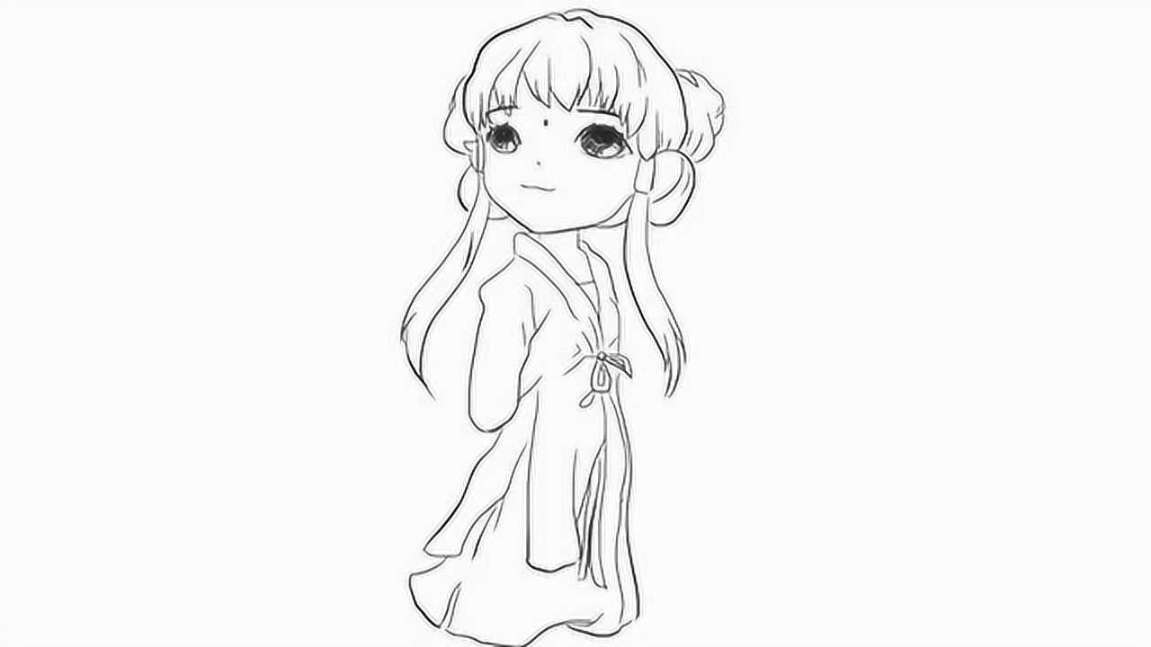 可爱的古风女孩动漫简笔画_腾讯视频