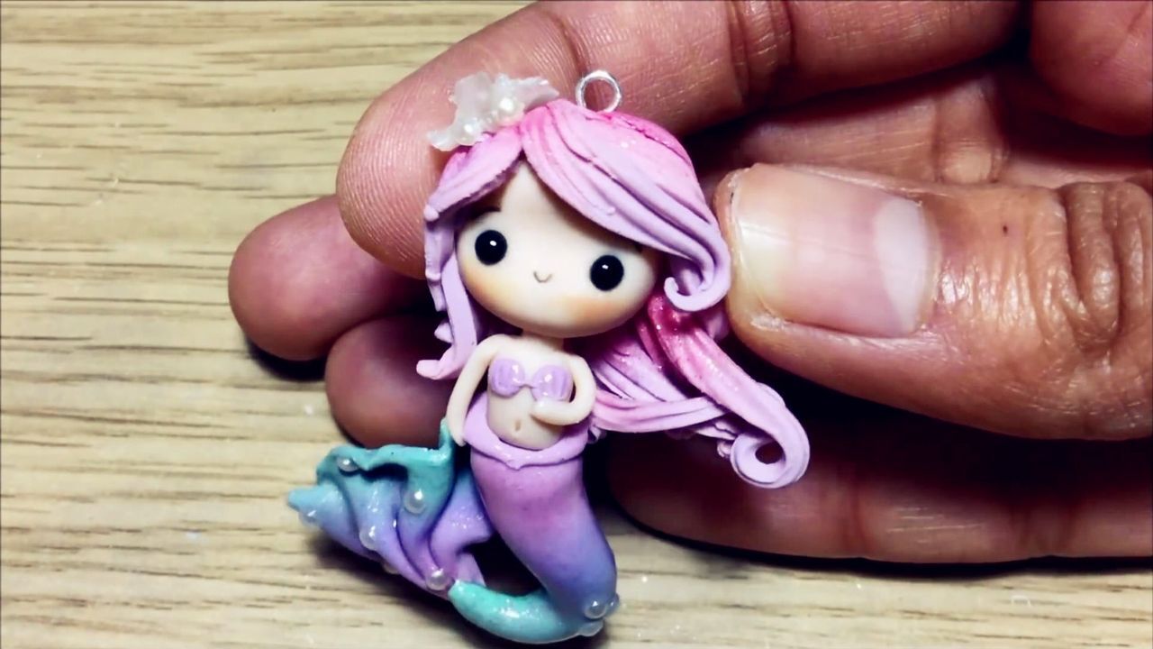 diy创意手工粘土软陶制作美丽可爱的粉色小美人鱼