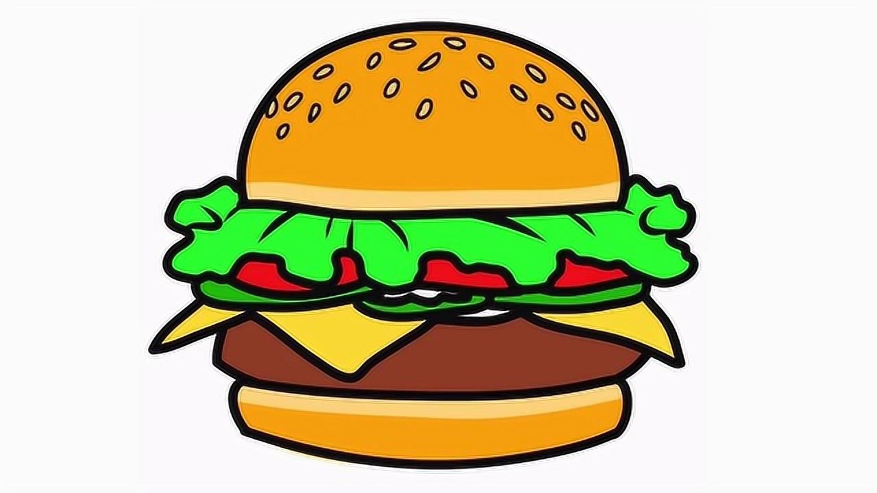 简笔画麦当劳汉堡包套餐