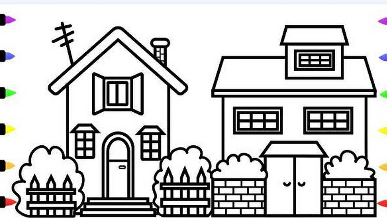 亲子简笔画可爱的房子涂颜色