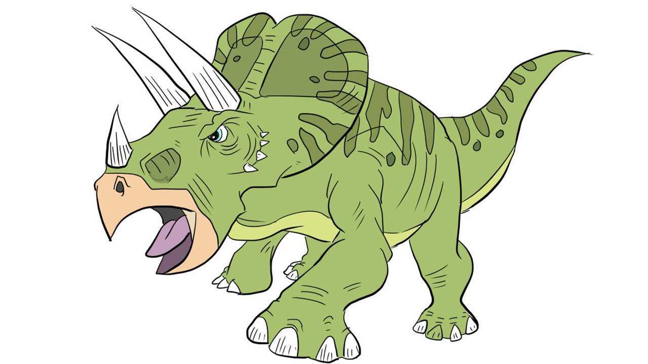 恐龙世界之愤怒的三角龙儿童亲子简笔画