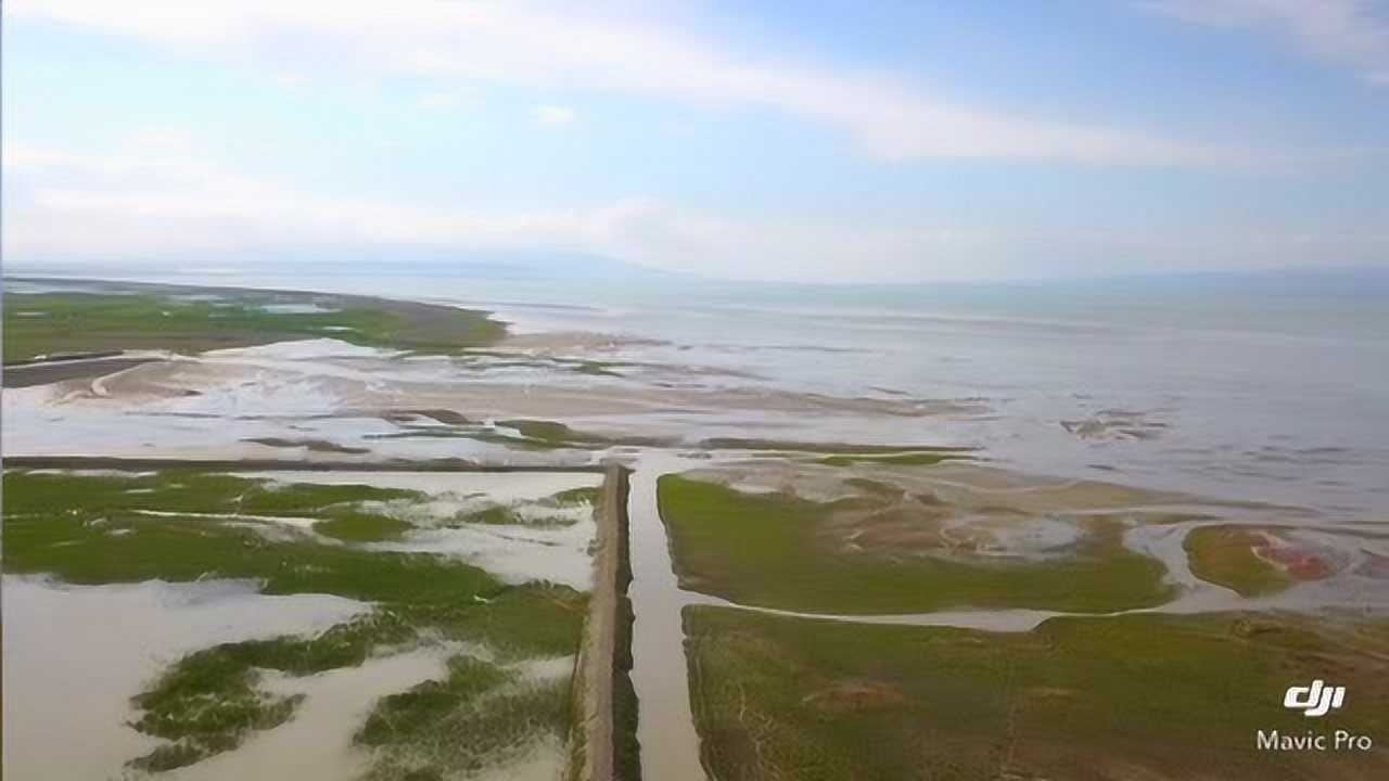 航拍干涸的艾比湖