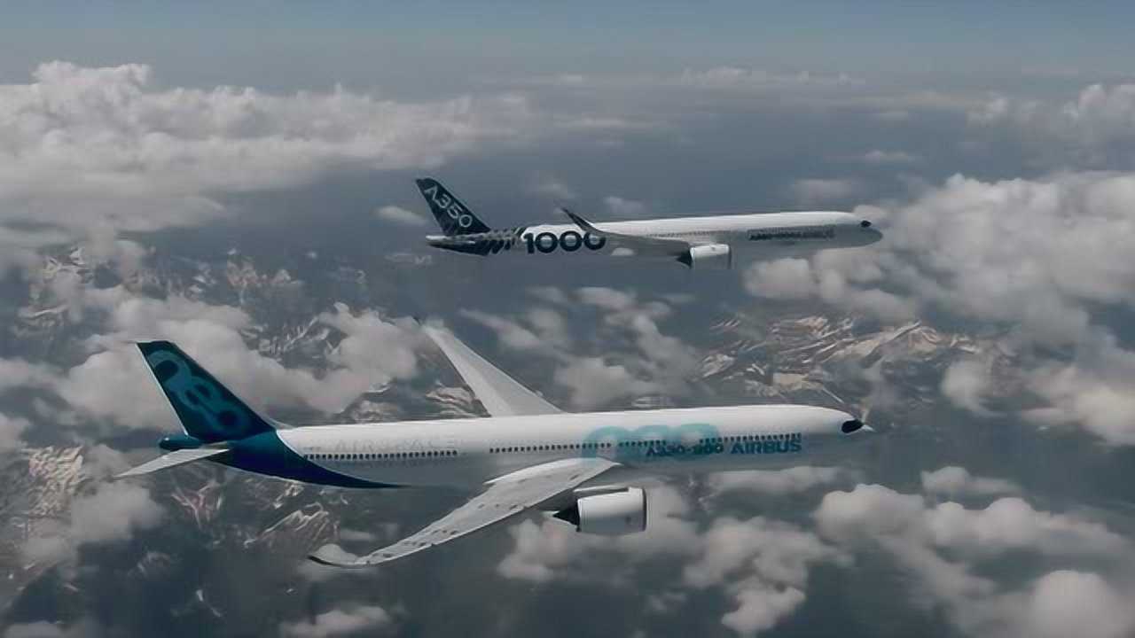 空客a330与空客a350空中比翼齐飞真太帅了