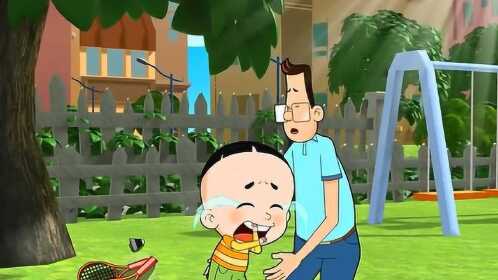 大头儿子以为小狗去世了,伤心的大哭,原来小狗是睡着了