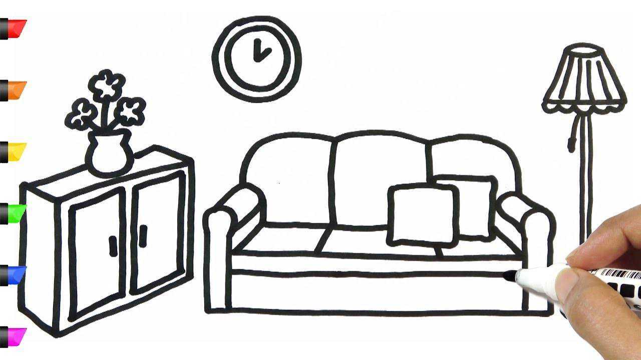 儿童简笔画,沙发客厅画画