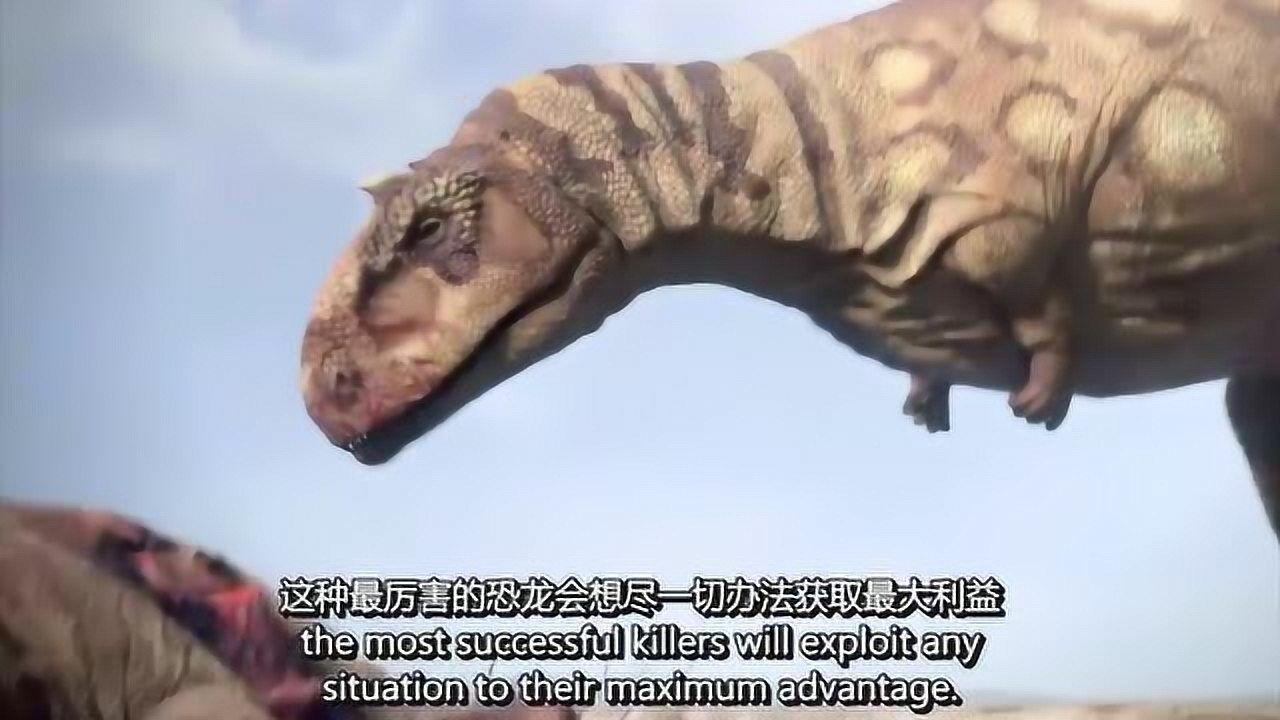 恐龙星球马君龙吃着胜利的果实它得到了猎物