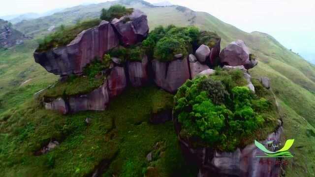 航拍贵州龙头大山上的仙人桥