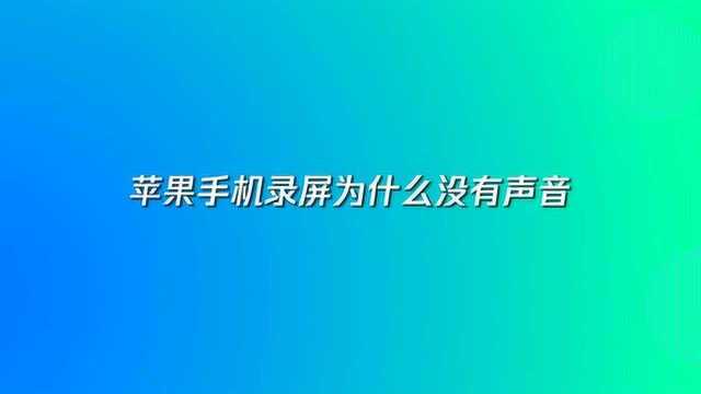 苹果手机录屏为什么没有声音