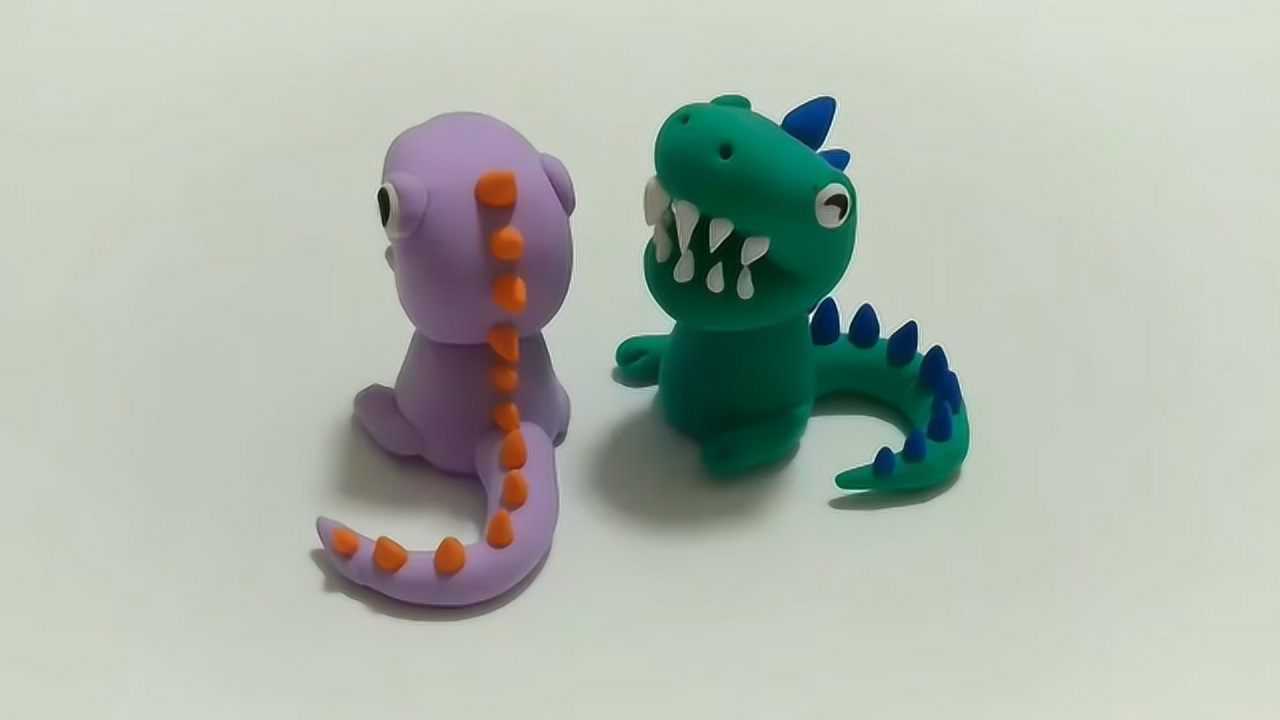粘土制作霸王龙,手工小动物彩泥做恐龙,宝宝爱不释手睡觉也抱着