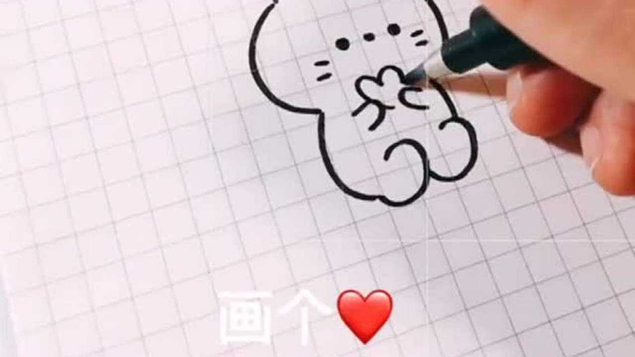 超易学简笔画:画可爱的比心小兔子,太好玩了,儿童手工绘画教程