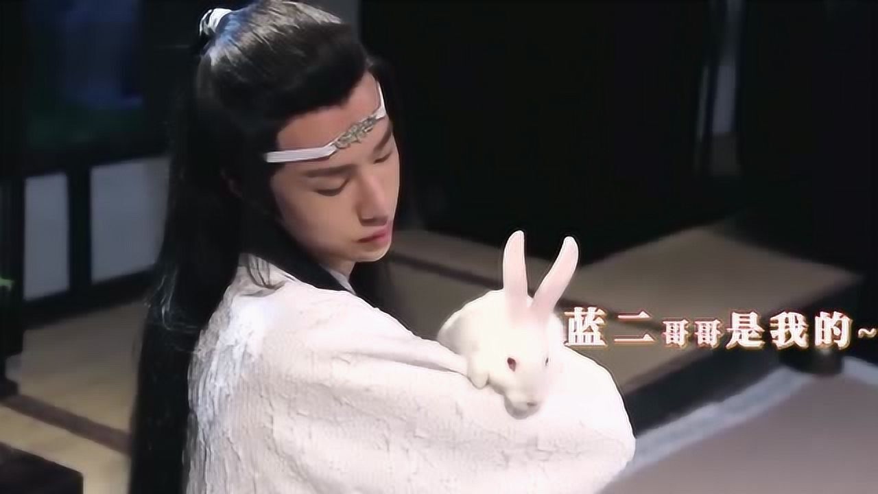 《陈情令》花絮:一身白衣的王一博抱兔子,美的眼睛要"怀孕"了