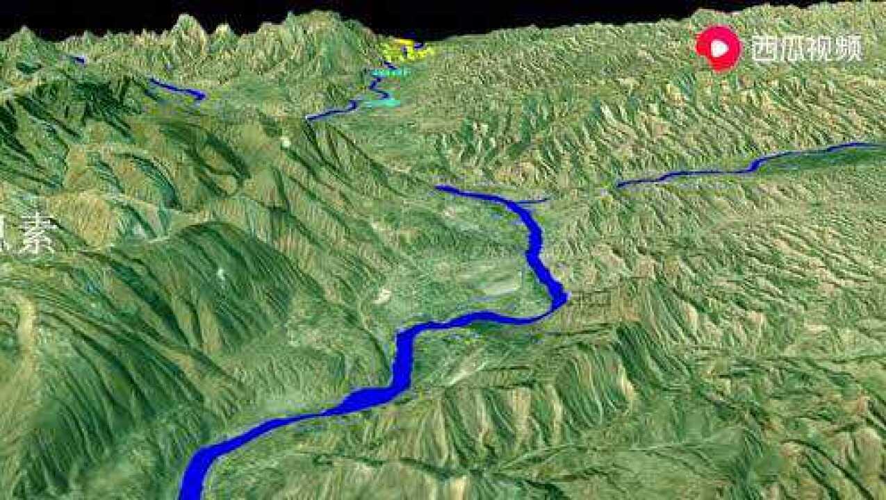 黄河上游地形与河流3d 展示
