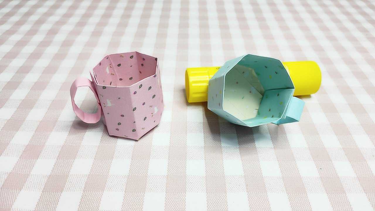 没几下就可以折出漂亮小茶杯折法有点简单手工折纸教程