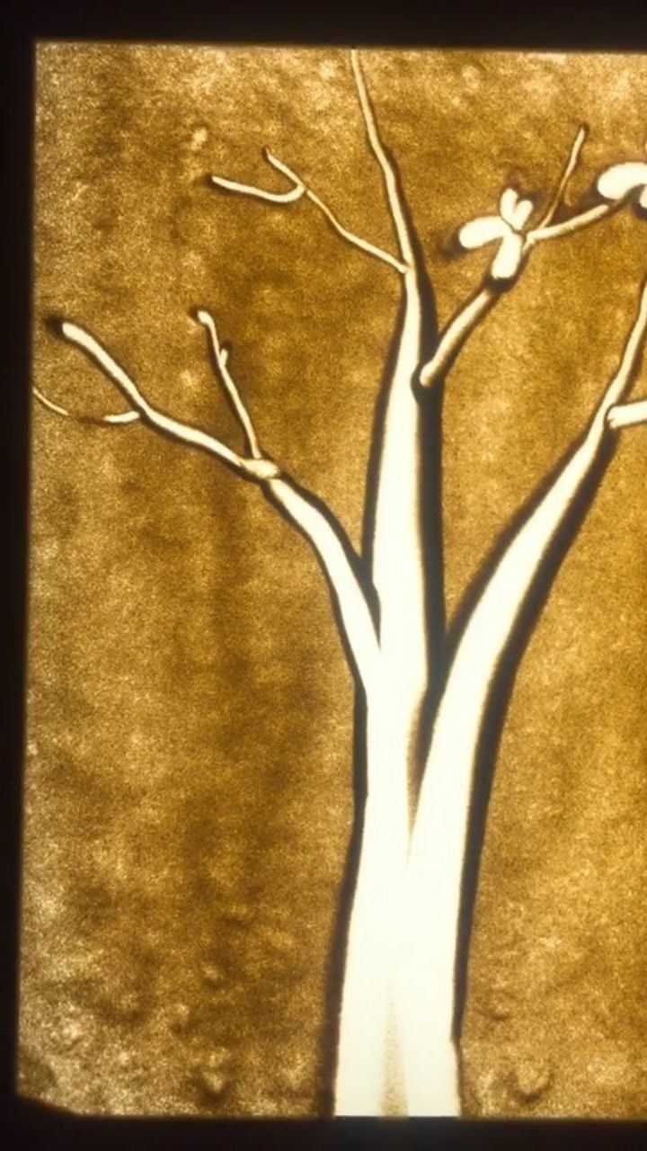 超级简单的沙画桃花树