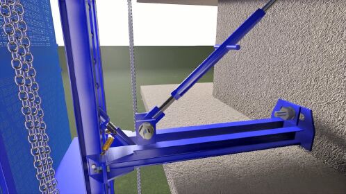 爬架附着式升降脚手架附墙体系bim三维动画展示(住宅飘窗位置