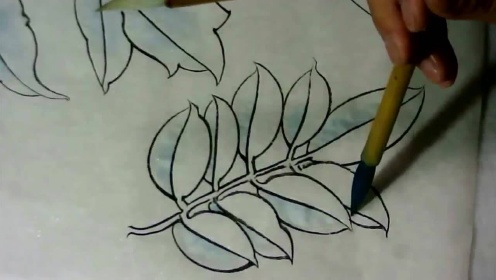 中国工笔画基础课程《各种叶子的基本染法》