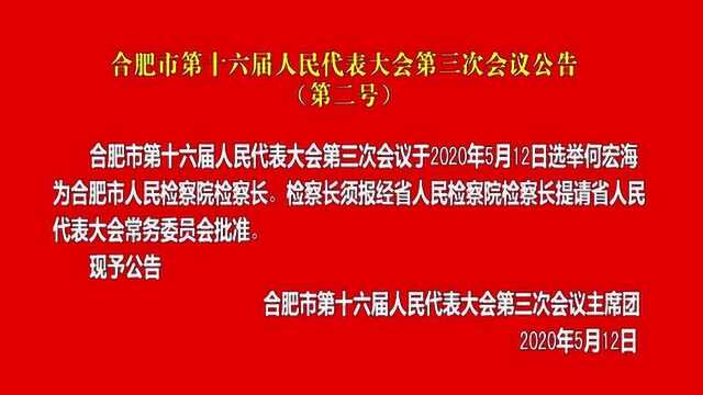 合肥市第十六届人民代表大会第三次会议公告