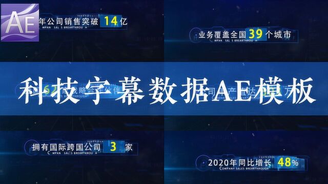 震撼大气科技字幕数据展示企业AE模板