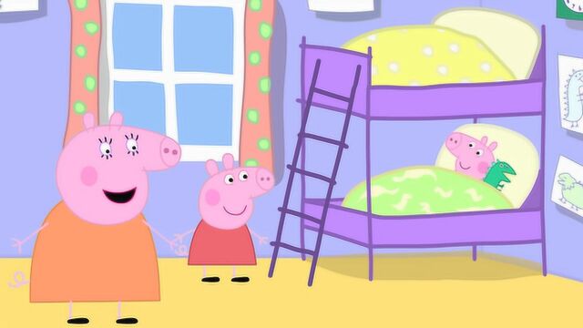 小猪佩奇把恐龙先生藏起来叫乔治起床 教导乔治要早睡早起