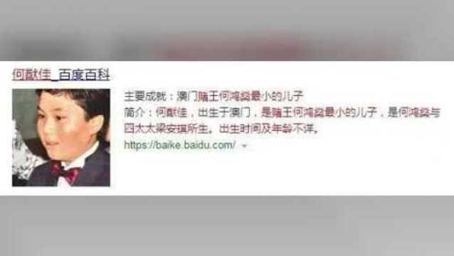 赌王何鸿燊家族谜团:传言17子何猷佳疑为老爸续命致夭折