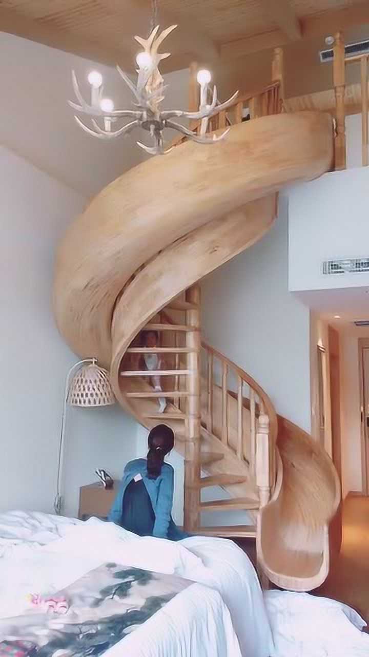 给孩子设计的楼梯滑滑梯,太爱了