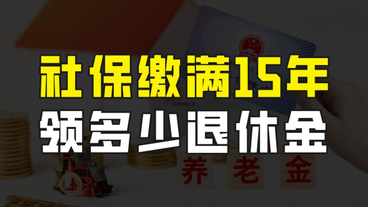 社保连续缴满15年,到底能领多少养老金?之城乡居民养老保险篇_高清1080P在线观看平台_腾讯视频