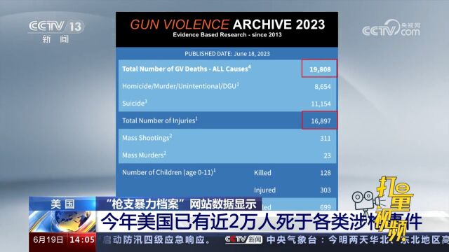 “枪支暴力档案”网站:今年美国已有近2万人死于各类涉枪事件