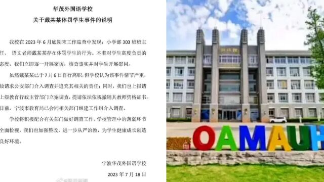 宁波一教师被指长期虐待学生,教育局通报:体罚属实,将严肃处理