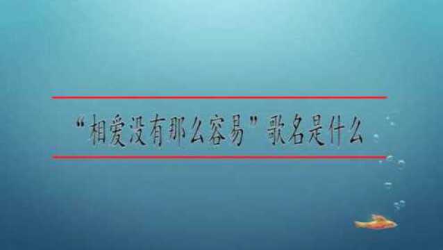 “相爱没有那么容易”歌名是什么