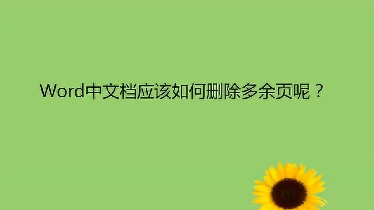 Word中文档应该如何删除多余页呢？_高清