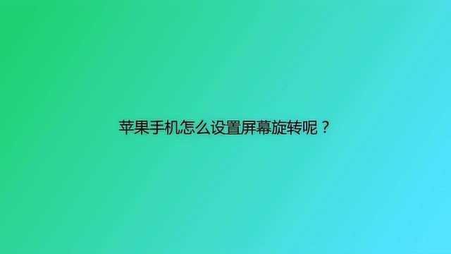 苹果手机怎么设置屏幕旋转呢?