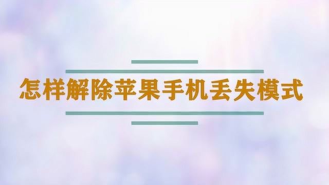 怎样解除苹果手机丢失模式