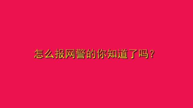 怎么报网警的你知道了吗?