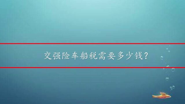 交强险车船税需要多少钱?